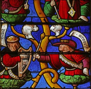 Window depicting the Tree of Jesse: David and Rehoboam by French School